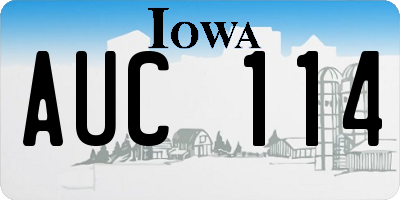 IA license plate AUC114