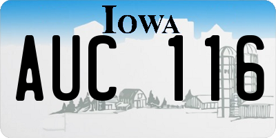 IA license plate AUC116