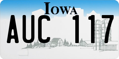 IA license plate AUC117