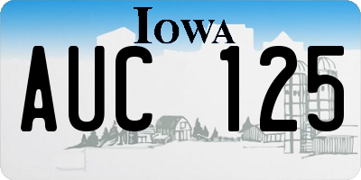 IA license plate AUC125