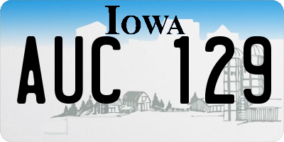 IA license plate AUC129
