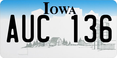 IA license plate AUC136