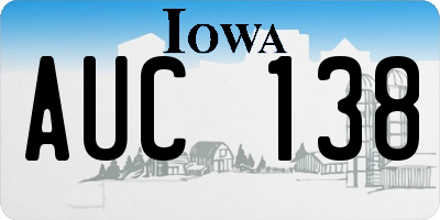 IA license plate AUC138