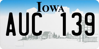 IA license plate AUC139