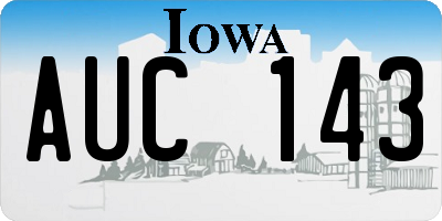 IA license plate AUC143