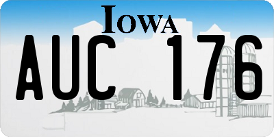 IA license plate AUC176