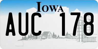 IA license plate AUC178