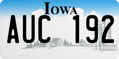 IA license plate AUC192