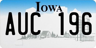 IA license plate AUC196