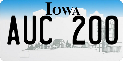 IA license plate AUC200