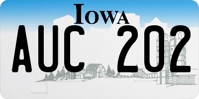 IA license plate AUC202