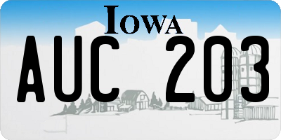 IA license plate AUC203