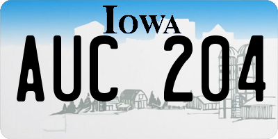 IA license plate AUC204