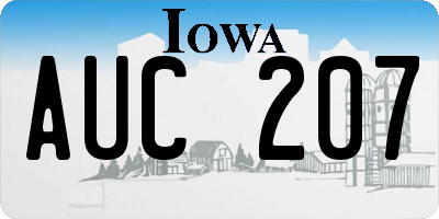 IA license plate AUC207