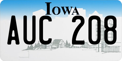 IA license plate AUC208