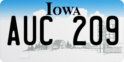 IA license plate AUC209