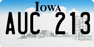 IA license plate AUC213
