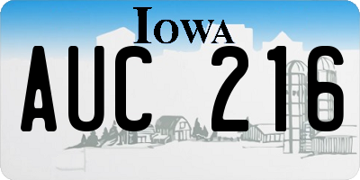 IA license plate AUC216