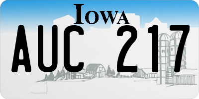 IA license plate AUC217