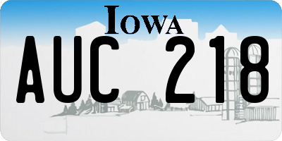 IA license plate AUC218