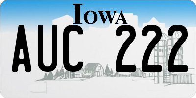 IA license plate AUC222