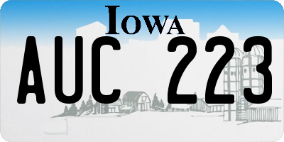 IA license plate AUC223