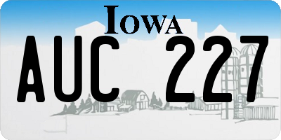 IA license plate AUC227