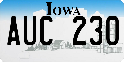 IA license plate AUC230