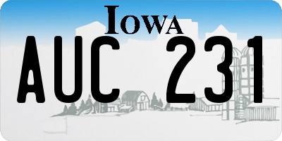 IA license plate AUC231