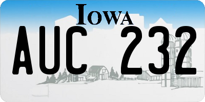 IA license plate AUC232