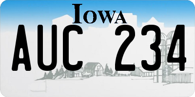 IA license plate AUC234