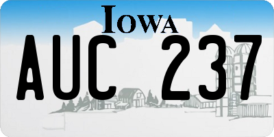 IA license plate AUC237