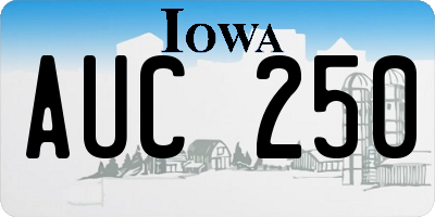 IA license plate AUC250