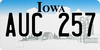 IA license plate AUC257
