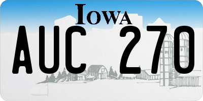 IA license plate AUC270