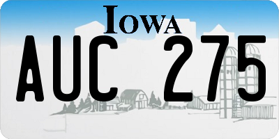 IA license plate AUC275
