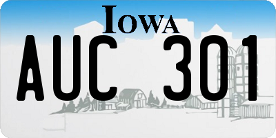 IA license plate AUC301