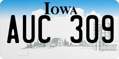 IA license plate AUC309