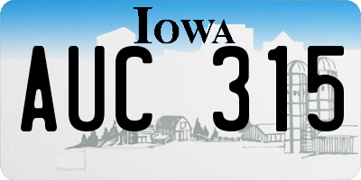 IA license plate AUC315