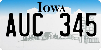 IA license plate AUC345