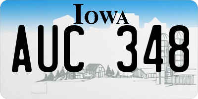 IA license plate AUC348