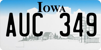 IA license plate AUC349
