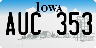 IA license plate AUC353
