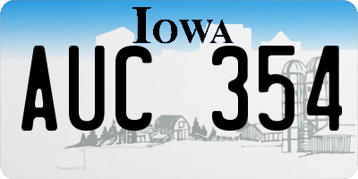 IA license plate AUC354