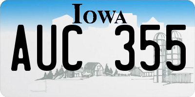 IA license plate AUC355