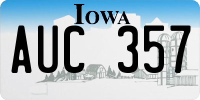 IA license plate AUC357