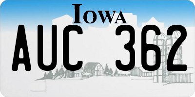 IA license plate AUC362