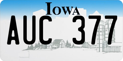IA license plate AUC377