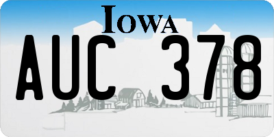 IA license plate AUC378