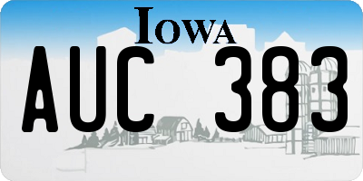 IA license plate AUC383